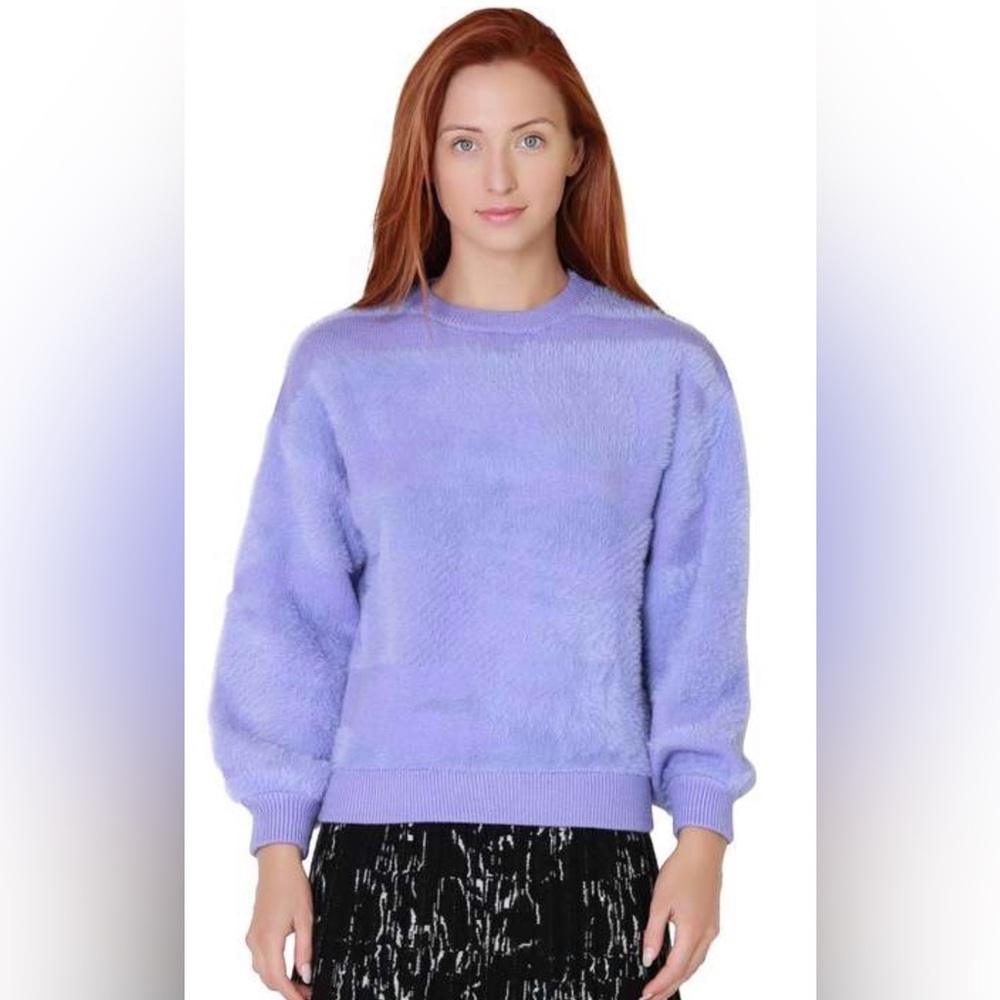 FRNCH Paris Julianne Fuzzy Balloon Sleeve Sweater Lilac Anthropologie S
